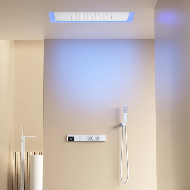 Luxury Temperature Control Digital Shower Set 2024 Bathroom Concealed Shower Set Ceiling Waterfall Shower