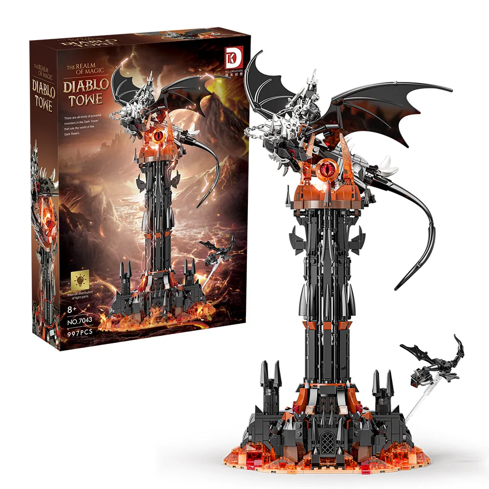 Новое поступление собранная 3D модель MOC Dark Tower Lord мини-кирпич магия кольца дракон Барад дур строительные блоки игрушки для детей