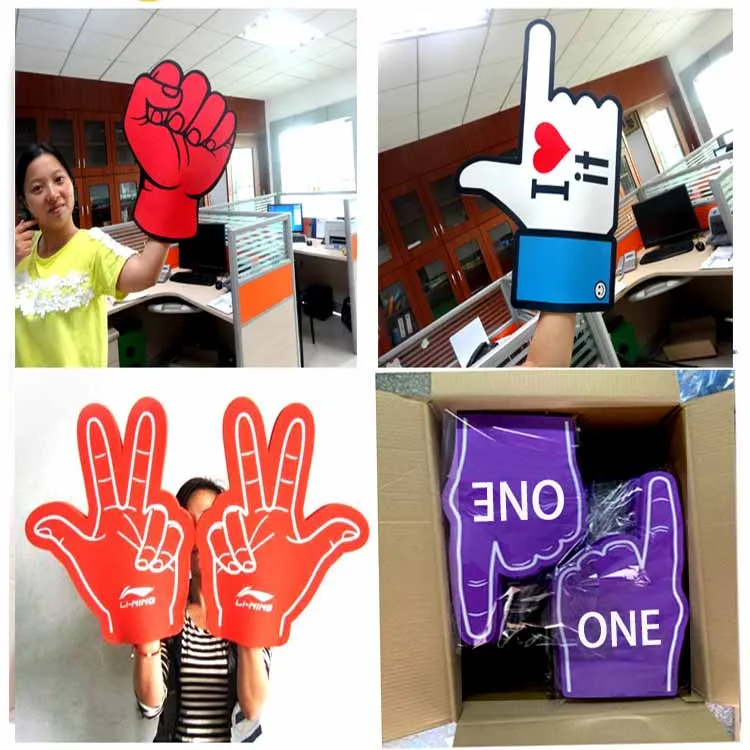 2023 custom Professional Big EVA/Sponge Foam Cheering no minimum Foam hand number one fan finger with Logo printing