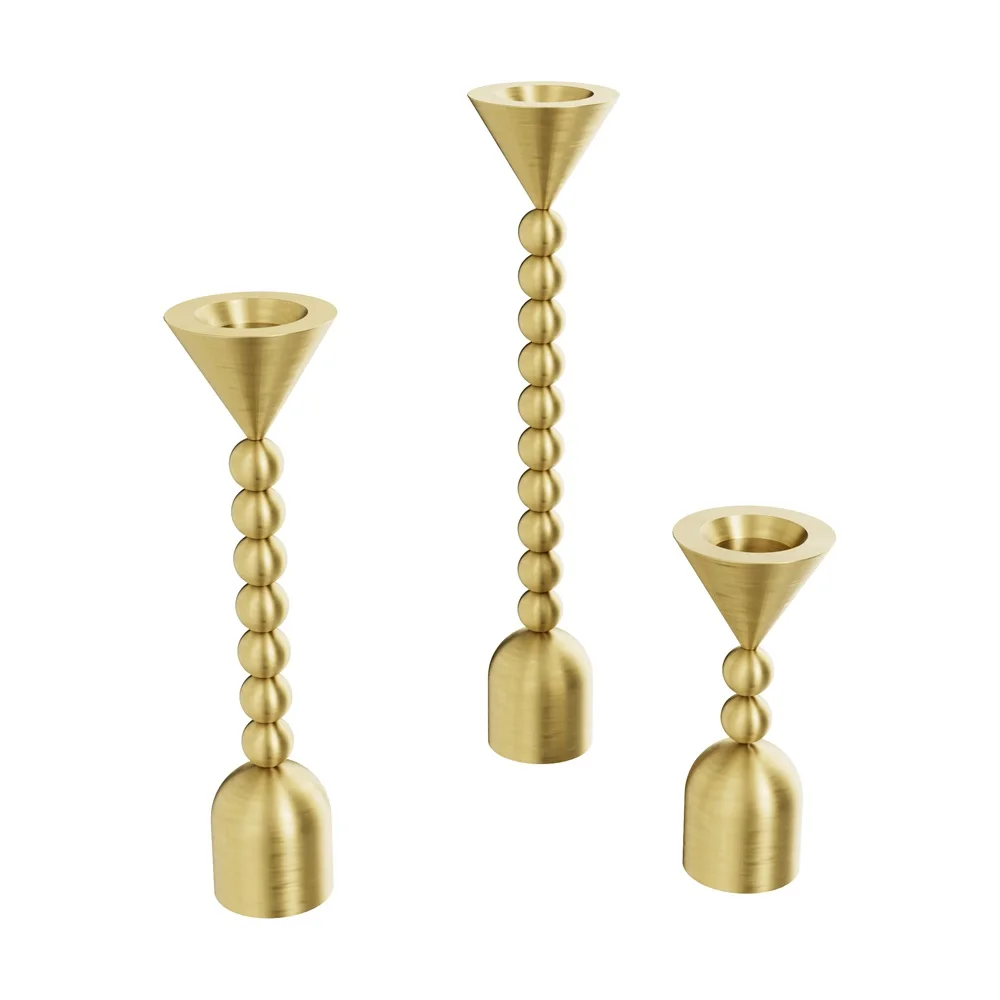 Maxery Creative New Design Metal Brass Candle Holders Lanterns and Jars Set for Wedding Dinner Table Decor