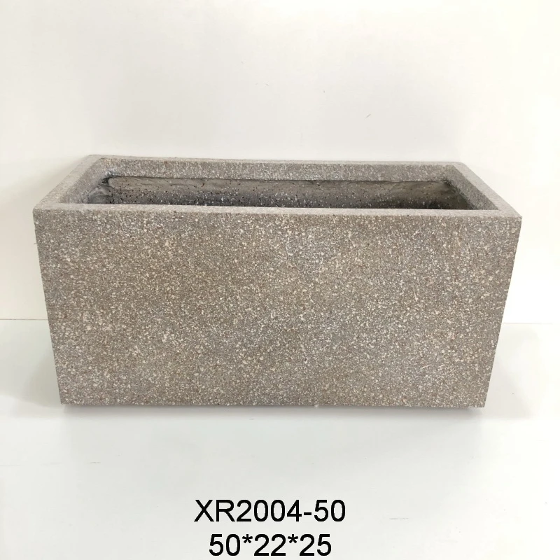 Wholesale garden rectangle cement plant pot magnesia large concrete planter box for outdoor
