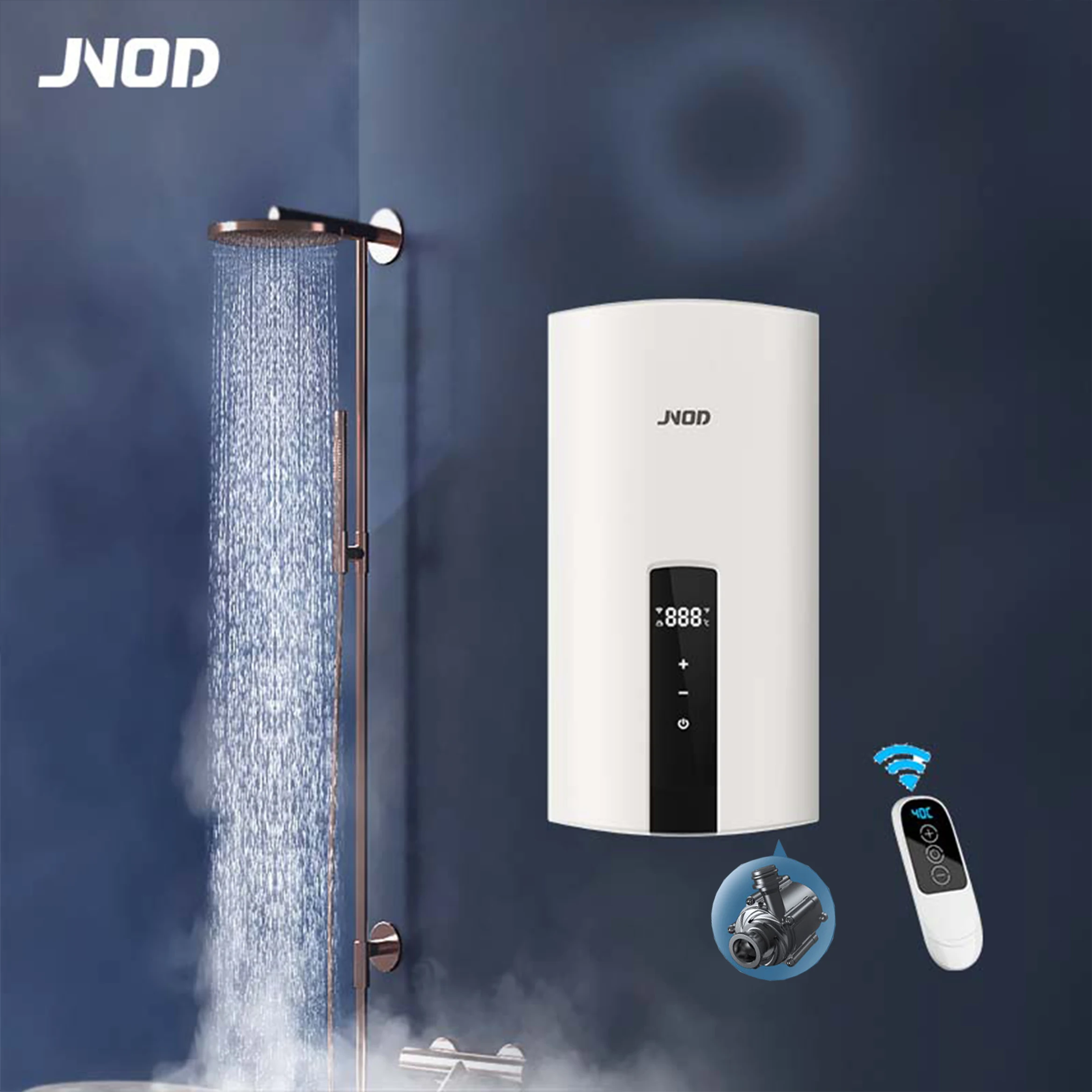 Smart Wifi Control Built In Pump Instant Electric Shower 380V 24kW Tankless Water Heater with Back Connection