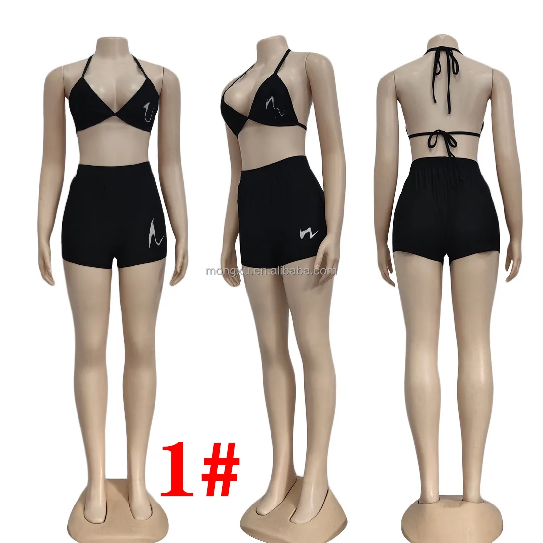 Famous Designer Bikinis Summer Ice Slide Solid Color Beach Bikini Set 3 Piece Set Luxury Swimsuits For Women 2023 Swimwear