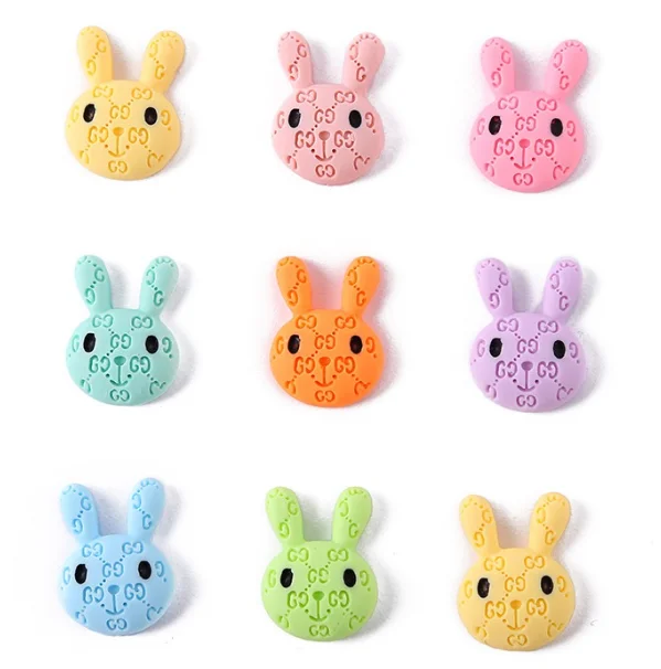 Wholesale Cooky Resin rabbit head bear macaron color diy jewelry phone case patch 3d kawaii bunny nail charms accessories