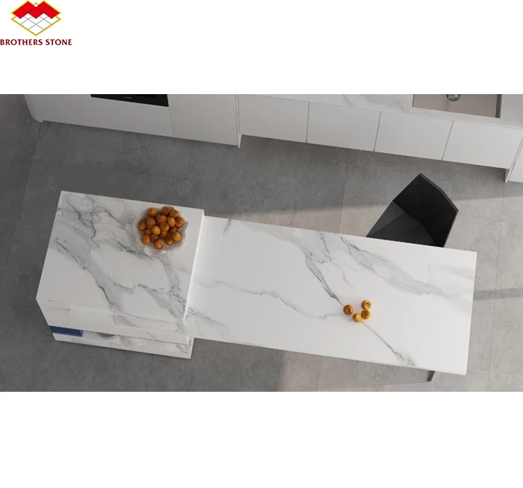 New Products Integrated Kitchen Island of Sintered Stone Modern Artificial Marble Kitchen Sintered Stone Table Top