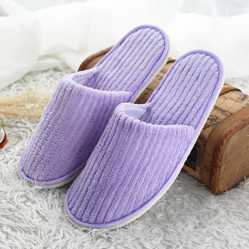 
Comfortable Wholesale Four Season indoor slipper Hotel Guests unisex spa shoes Washable Velvet Hotel Slippers 