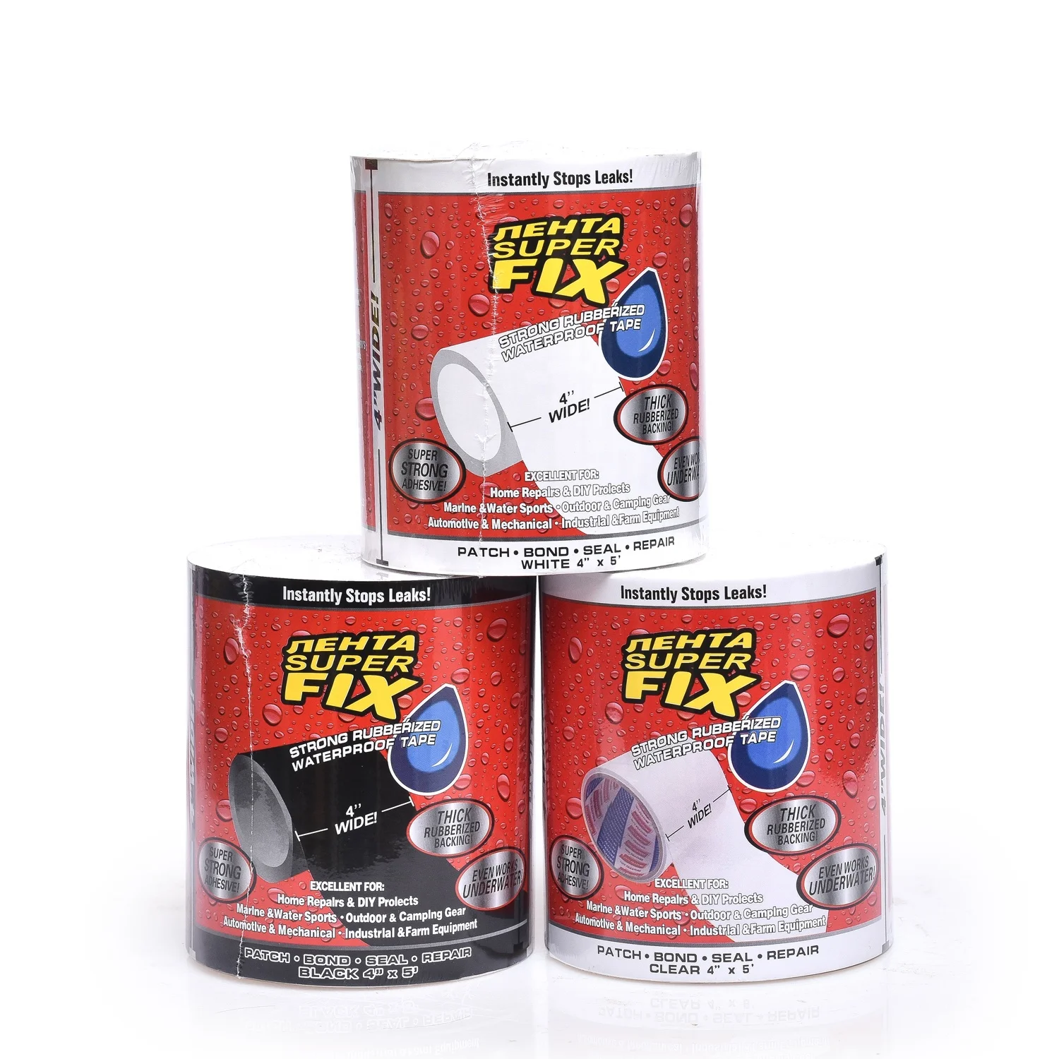 Super Strong repair Rubberized Waterproof Rubber Seal Tape, White,clear and black