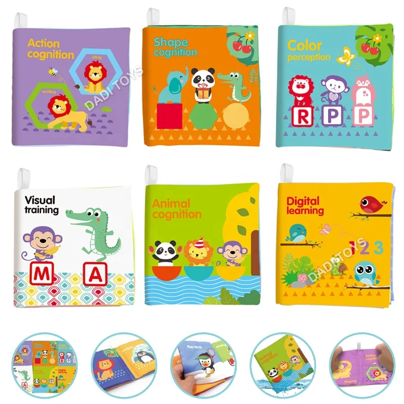 DADI Customized Baby Toys Educational Color Visual Digital Animal Cognition Soft Cloth Baby Cloth Book For Babies