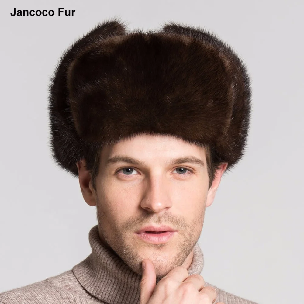 2021 Hot Sale Winter Warm Genuine Sheepskin Leather Mink Fur Ushanka Hat For Men