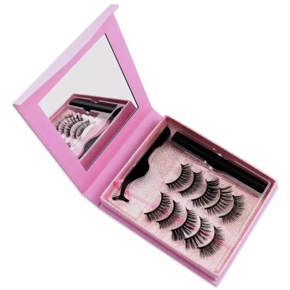 3d False Mink Eyelashes Magnetic Eyeliner Lashes Liguid Eyeliner