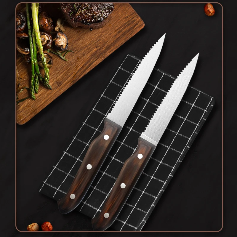 Multiple styles of selection factory price steak knife set high quality wood handle steak knife