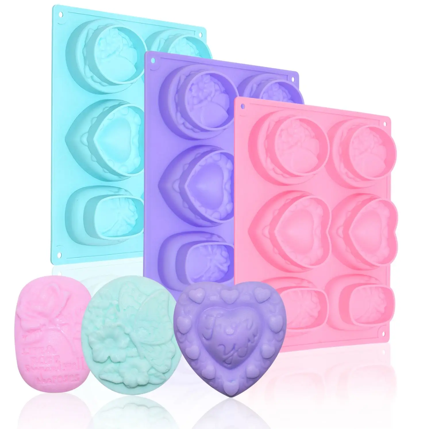 HY Wholesale Flower Oval soap making mold Food Grade 6 Cavities DIY Homemade 3D Rose custom soap mold