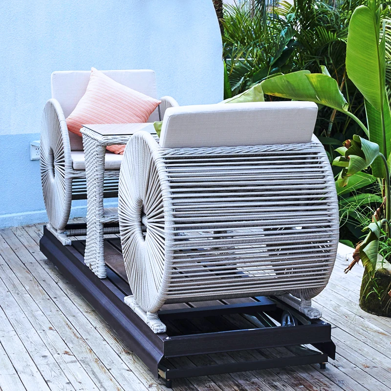 Outdoor Garden Rattan Furniture Patio Swings With Table villa Rattan Swing Chair