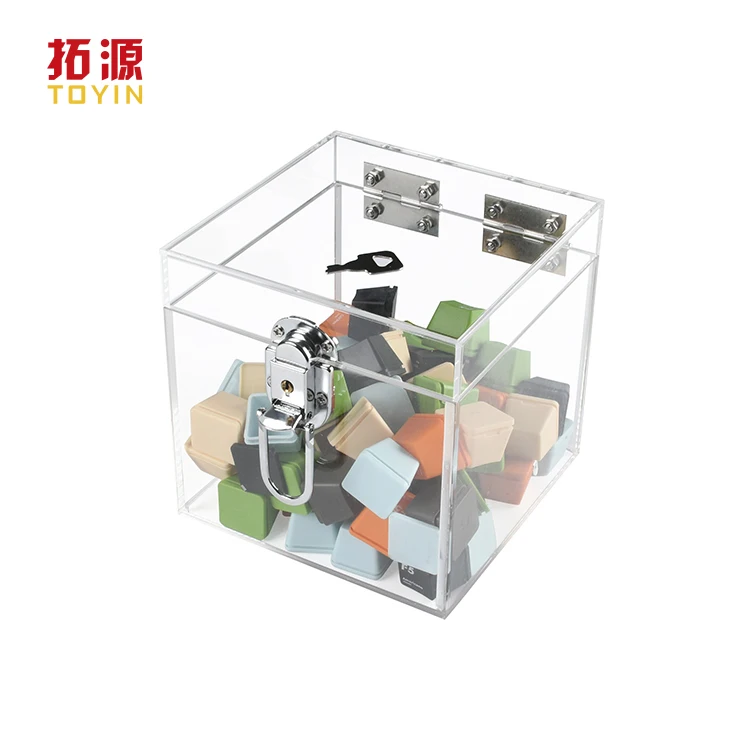 Custom Size Acrylic Box Lock Box with Sliver Lock Acrylic Storage Box