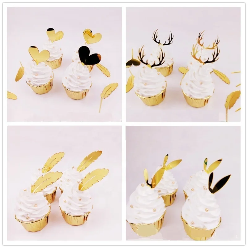 Heart cupcake topper acrylic cake topper for dessert table decoration