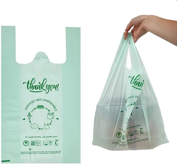PBAT Biodegradable  T-shirt Bags Custom Plastic Bags OEM ODM Supert Market Shopping Poly Bags