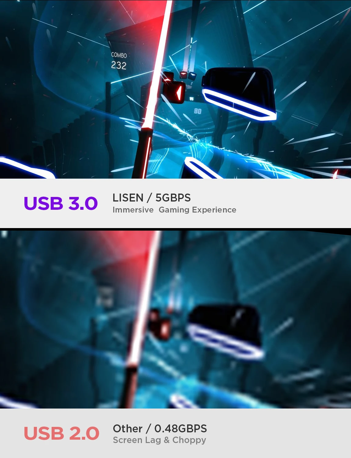 Fast Charging USB 3.0 to USB C Cable for Meta VR Headset and Gaming PC 3 IN 1 Stable Connection Soft Nylon Braided 16ft Cable