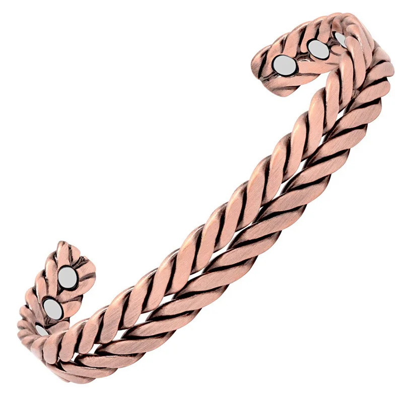 Wholesale Handcrafted Braid 99.99% Pure Copper Magnetic Bangles Adjustable Minimalist Copper Wire Bracelets Pour Femme Women