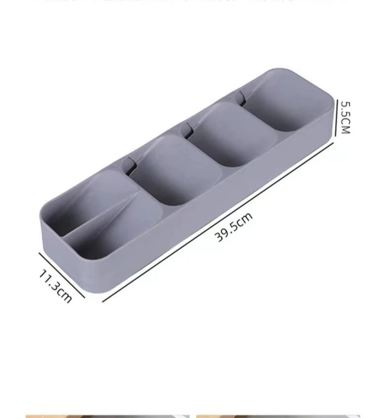 Small Gray Plastic Flatware Utensil Tray Organizer for Kitchen & Restaurant Food Storage & Container with Silverware in Drawer