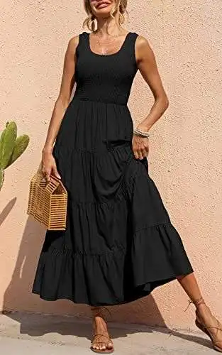 casual dresses plus size women clothing classic black maxi dress summer Sling sleeveless dress