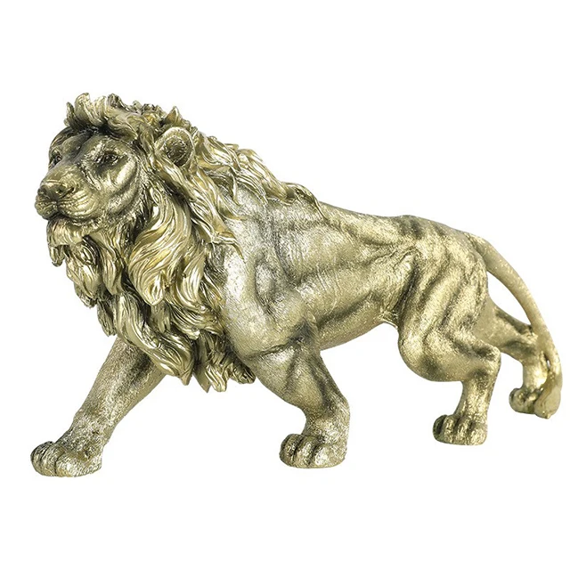 Lion Animal Sculpture Home Decoration Art Crafts Animal Home Decor Handmade Resin Luxury Modern Art Antique Gold Figurine