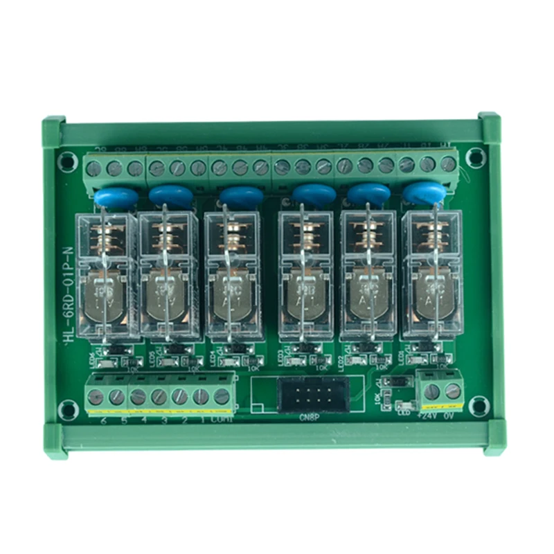 6 channels 16A Relay Module With Relay Mounting Bracket Driver Board Output Amplifier Board PLC Board Input 24V PNP