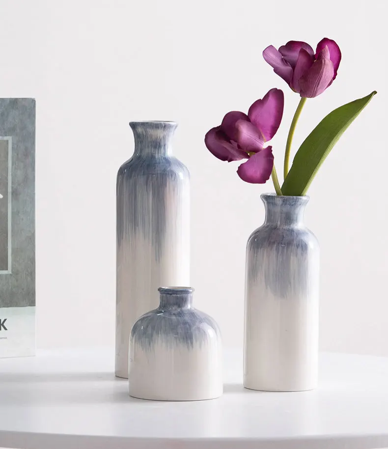 Classic Hand Painted Blue and White Ceramic Vases for Home Decor