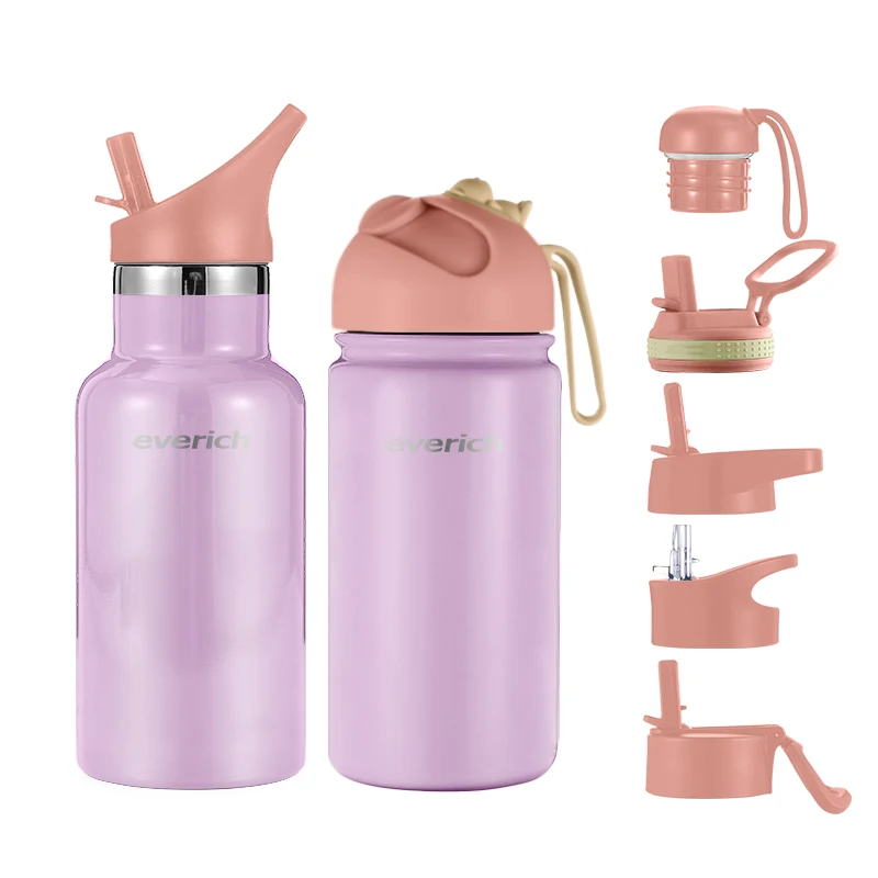 14oz double wall food grade stainless steel vacuum insulated kids water bottle bpa free chubby cup with straw lid