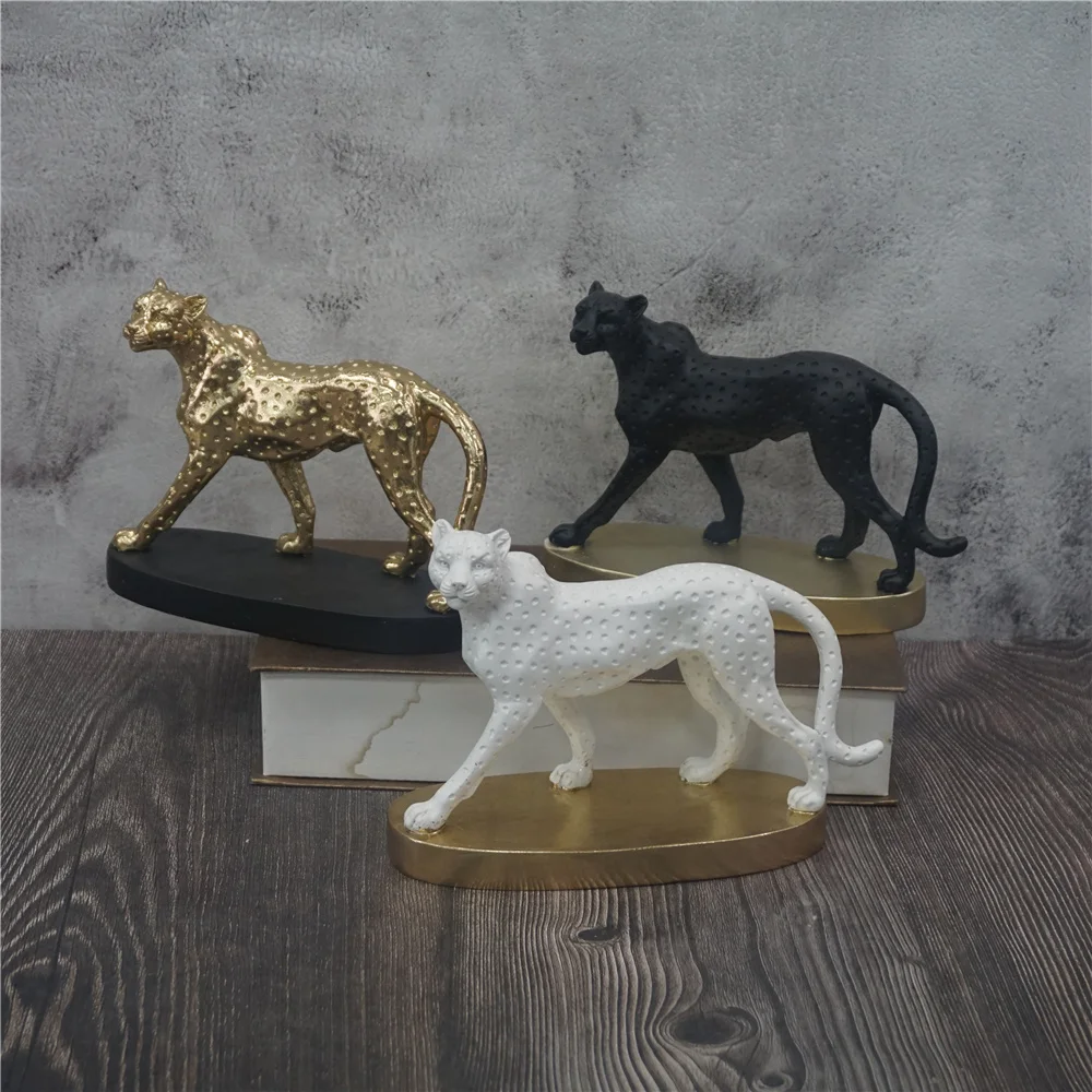 3 Color Walking Leopard Statue Home Table Decor Panther Animal Sculpture