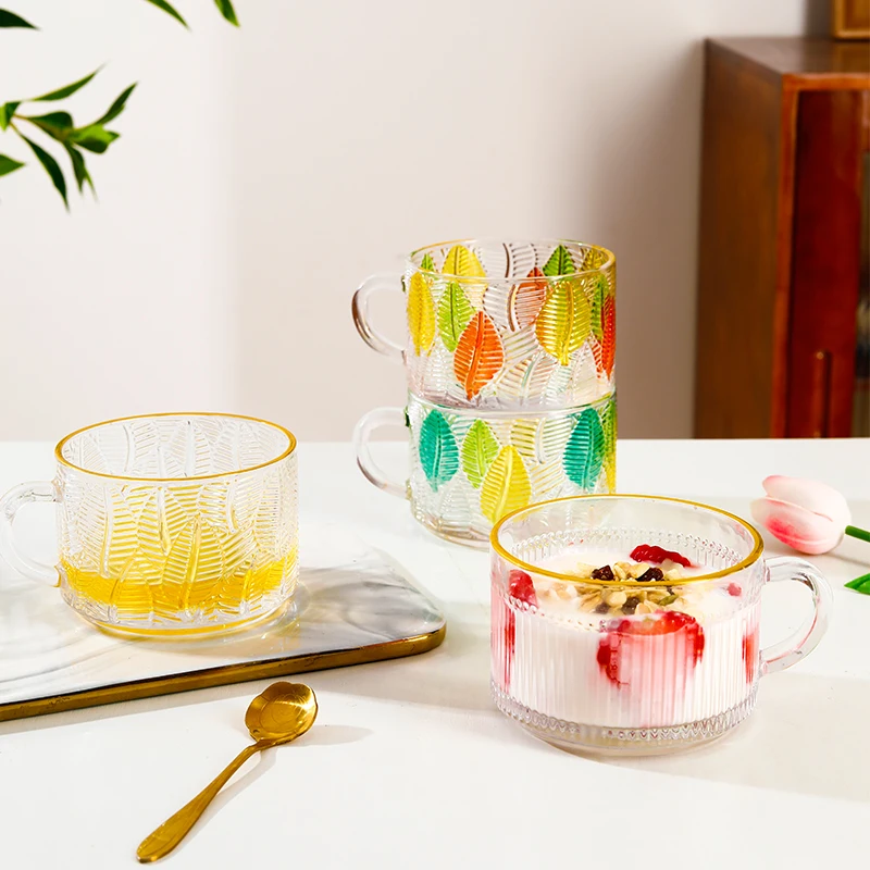 ZC Niche design sense ins large bore relief glass mug retro high appearance level glass iced coffee cup breakfast milk cup