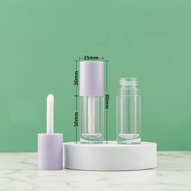 New Arrival Round Plastic Tube Empty Container Large Size Lip Glaze Tube with Big Wand Brush 6ML Lipgloss Tubes for Customize