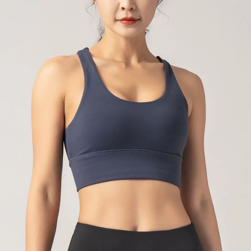 High Quality Designer Custom Nylon Spandex Fitness Yoga Wear Gym Workout Adjustable Strap Sports Bra For Women