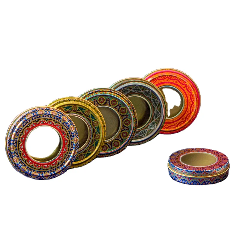 Wholesale Custom Saffron Packaging Box Luxury Metal Gift Container  Small Round Saffron Tin Box