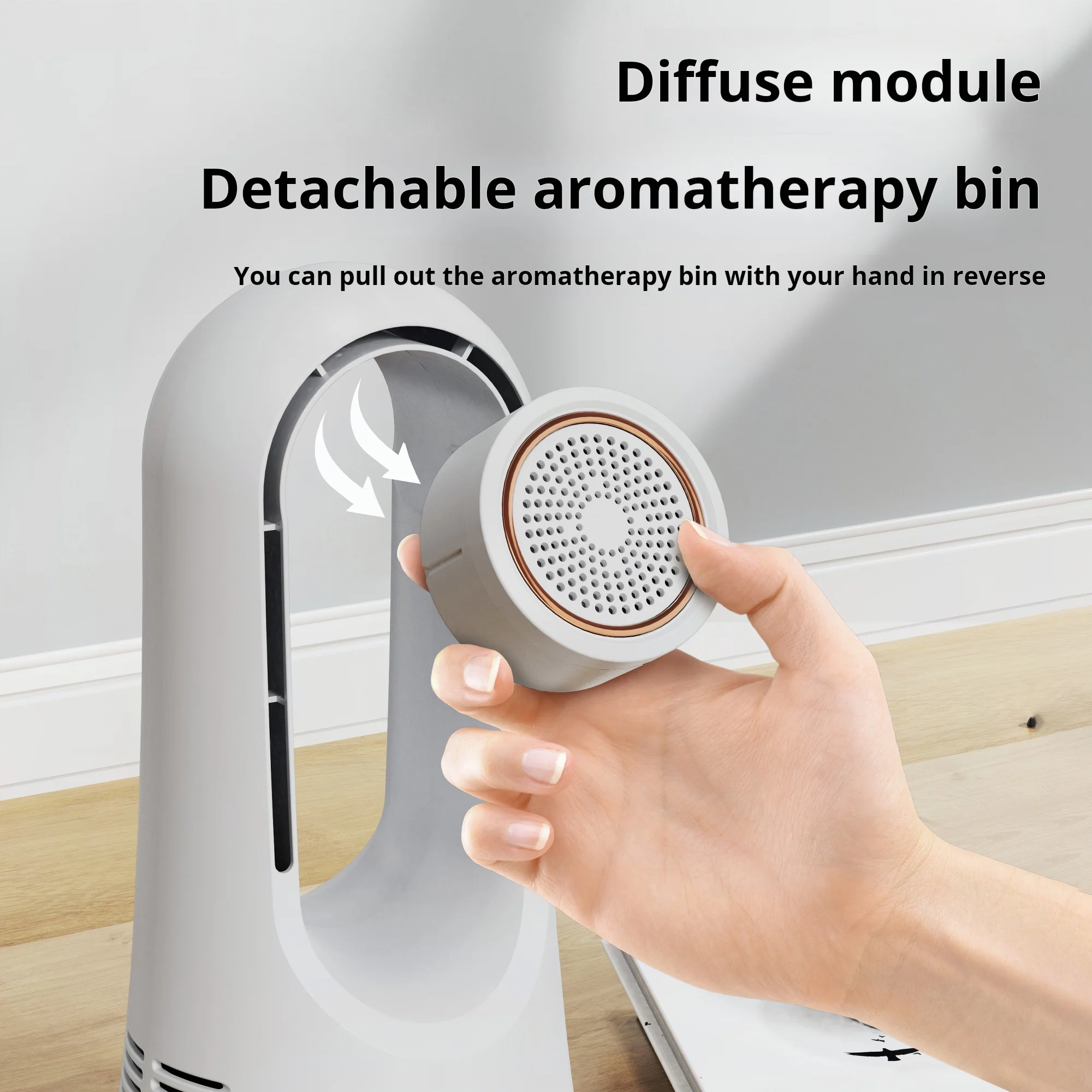 Support customized 2024 hot sale desktop USB cooling fan 6-speed mute portable smoked bladeless fan