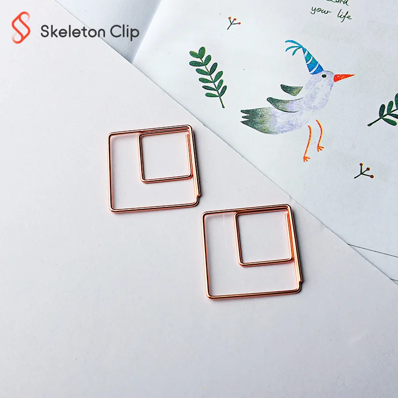 Newstyle Rose gold Geometry Square hexagon metal clip Office Paper Binding