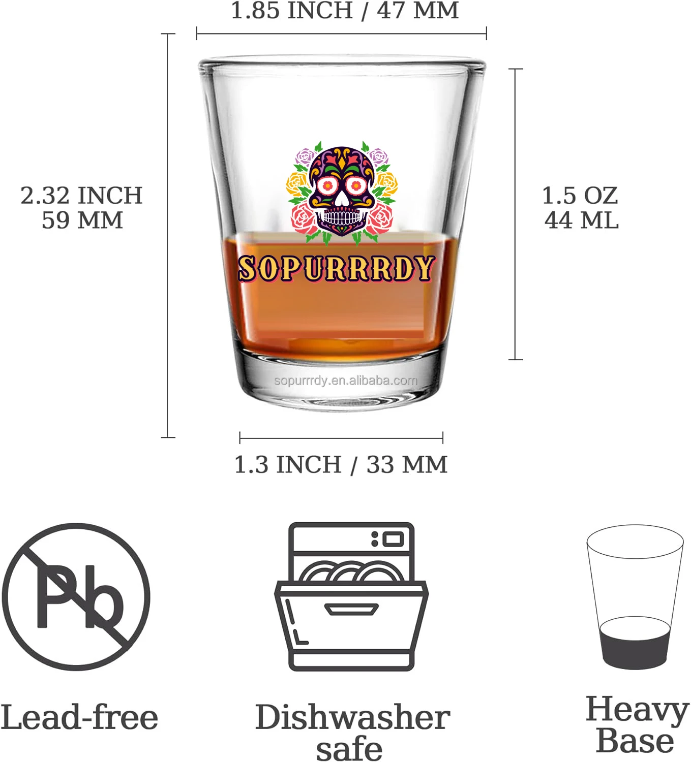 Personalized Sublimation Custom Logo Printing Heavy Base 1.5-2oz Custom Shot Glasses Birthday Glass Cups With Heavy Base