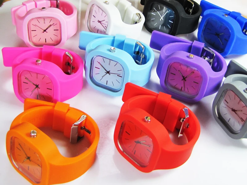customize square silicone jelly watch Newest 5ATM Waterproof Japan Movement Japan battery TOP Quality Watch