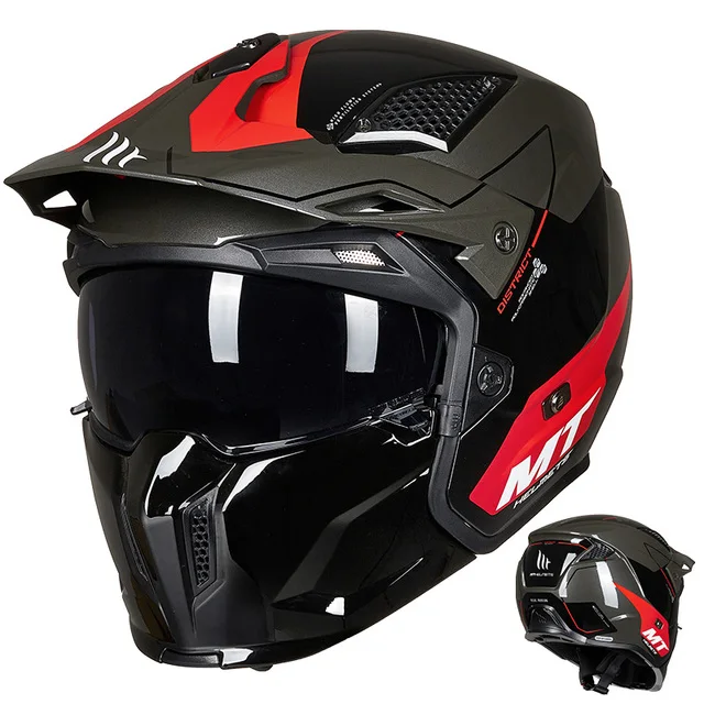 Spanish MT Streetfight Motorcycle Helmet Retro Street Fighter Combination Helmet Four Seasons Detachable Full FaceHelmet