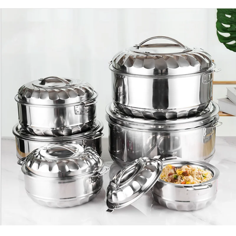 6 Pieces set of kitchen cookware stainless steel 304 cookware sets food packaging boxes with steel lid