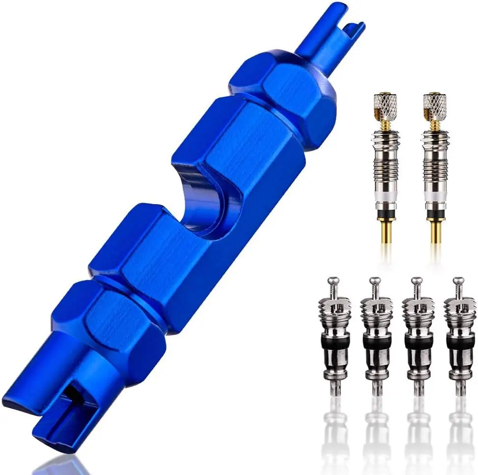 Premium Bike Valve Core Remover Tool for Schrader and Presta Tire Valve Repair Tool Kit Including 2PCS Presta and 4PCS Schrader