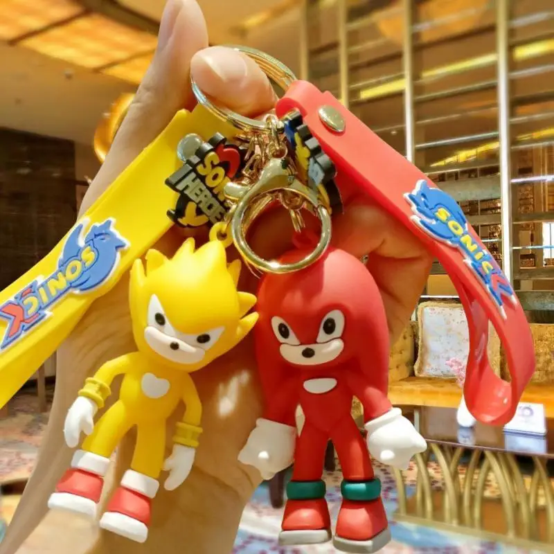 Soniced Tails 3d Keychain Toy And Bag Accessoryeyring Anime Character Key Chain Cute Cartoon 3D Figure Rubber Hedgehoged Soniced
