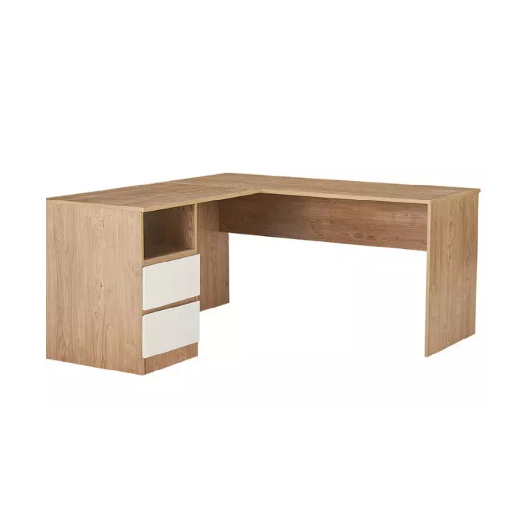 Living Room Furniture Student Table Two Drawing Oak And White Splicing computer desk with bookshelf