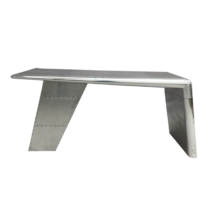 Vintage Attractive Aluminum Cover Aviator Wing Desk Metal Aircraft Desk for Office Aviation Furniture