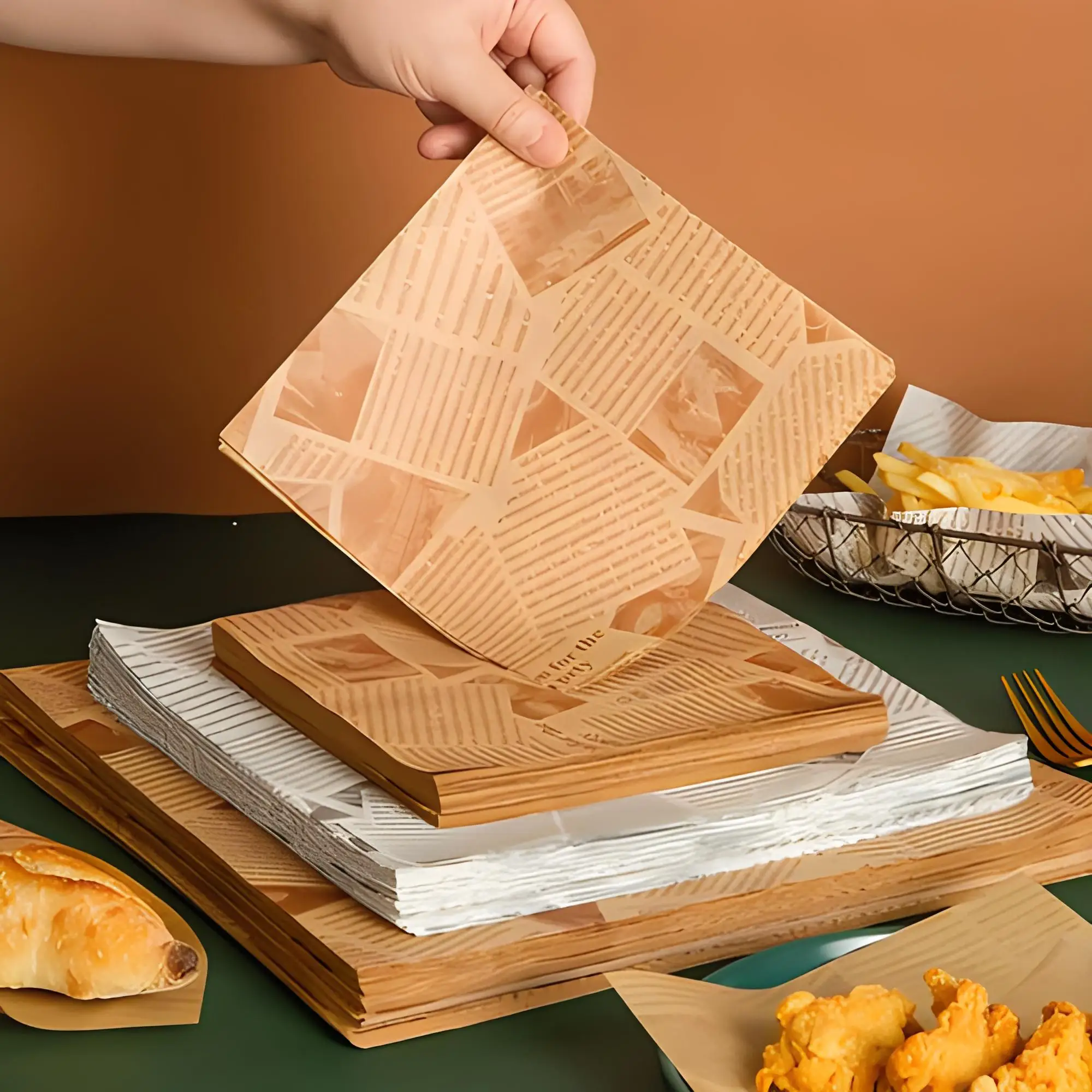 Food Grade Greaseproof Papers Oil-Proof Wrapping Wax Wrap Paper for BBQ Sandwich Hamburgers