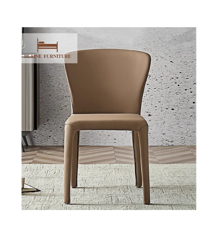 2024 Italian Design Brown Color Modern Dining Room Chair Microfiber With Carbon Steel Base Dining Room Furniture