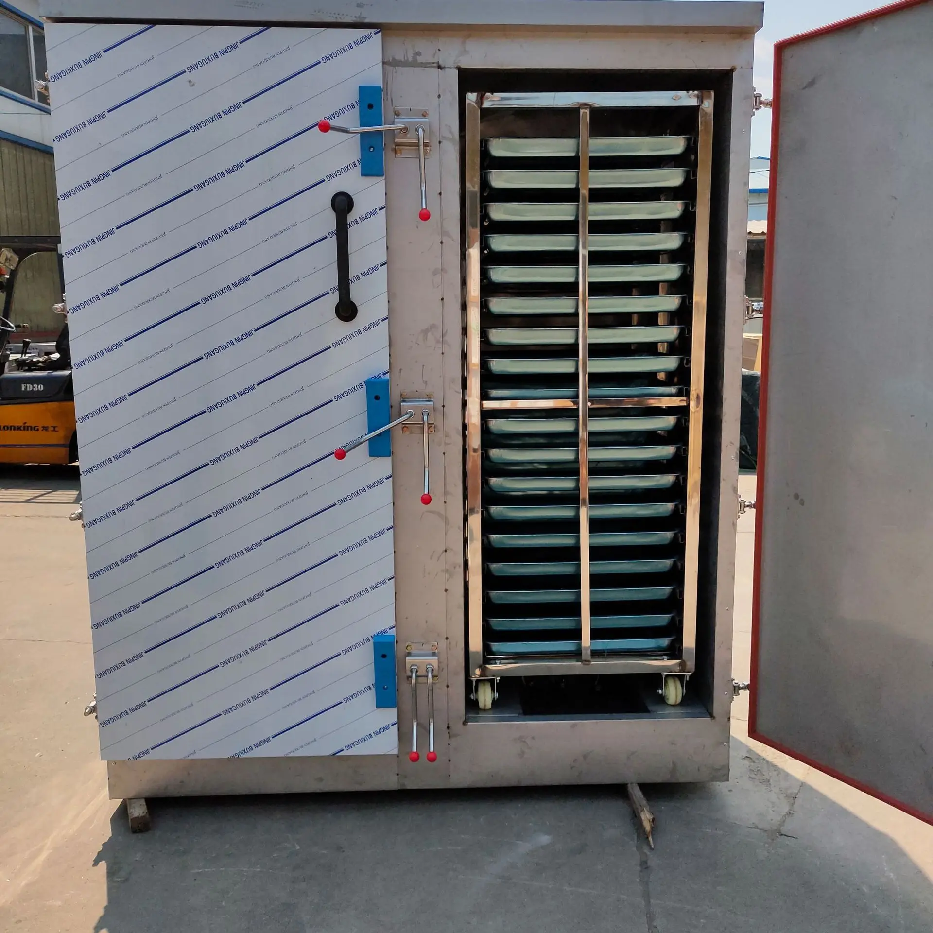 commercial timing chicken steamer 24-tray rice steaming cabinet with trolley