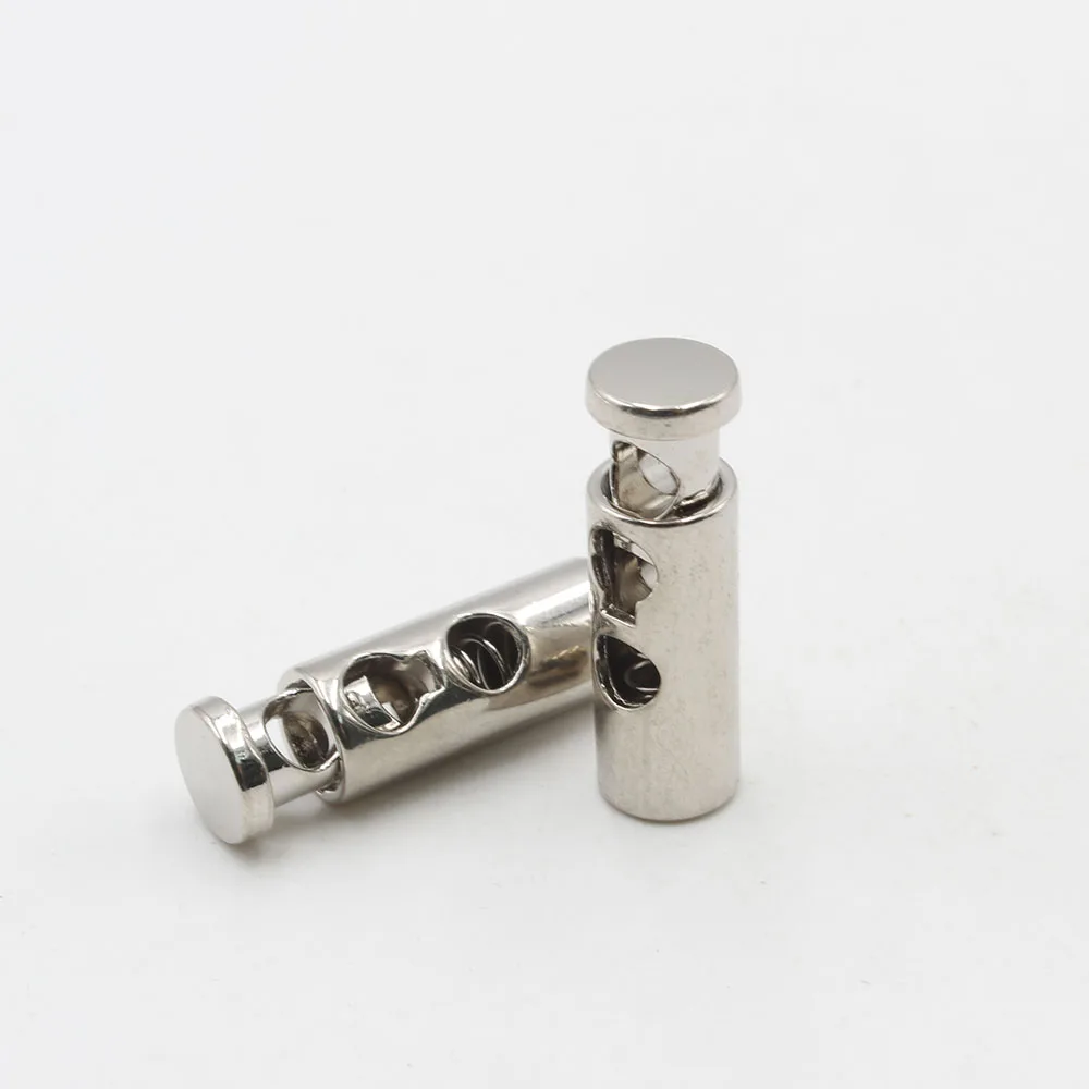 Индивидуальная заглушка из цинкового сплава с двумя отверстиями, металлический шнурок, веревка, Концевая пружинная заглушка