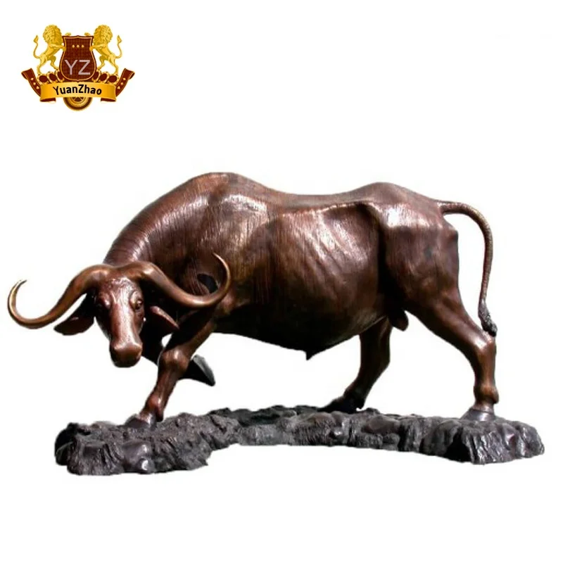 Outdoor Garden Bull Sculpture life size bronze buffalo animal statue sculpture for sale