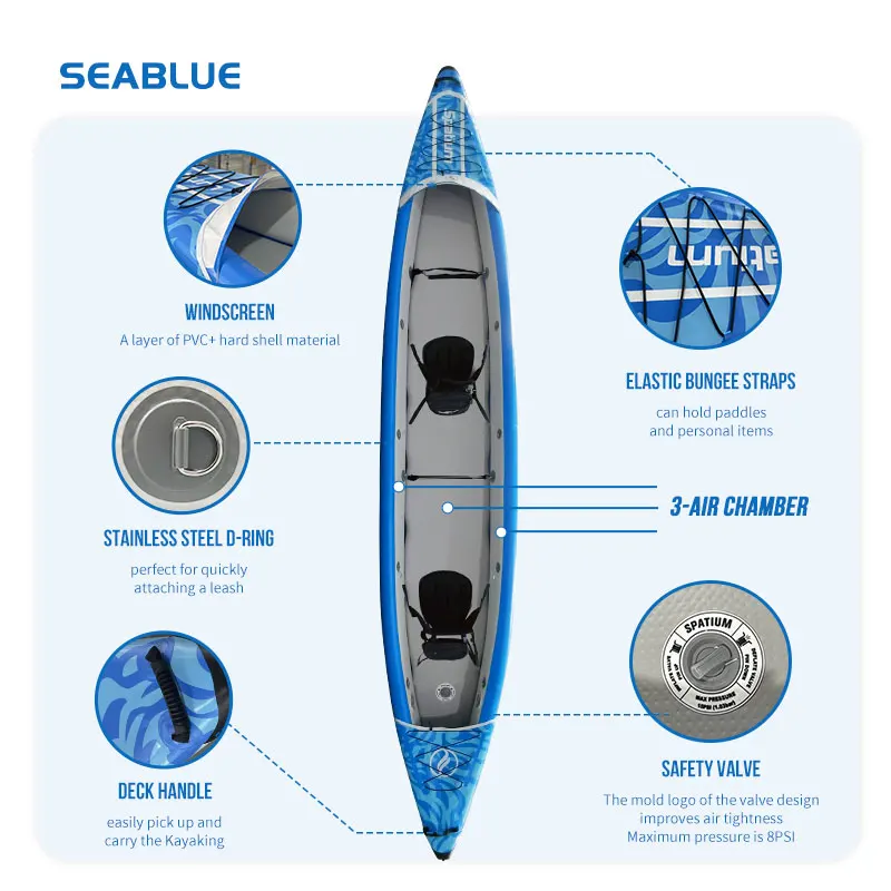 Favorite new kayak US/Ru/Eu/Au warehouse Fast delivery inflatable 2-person kayak for sale