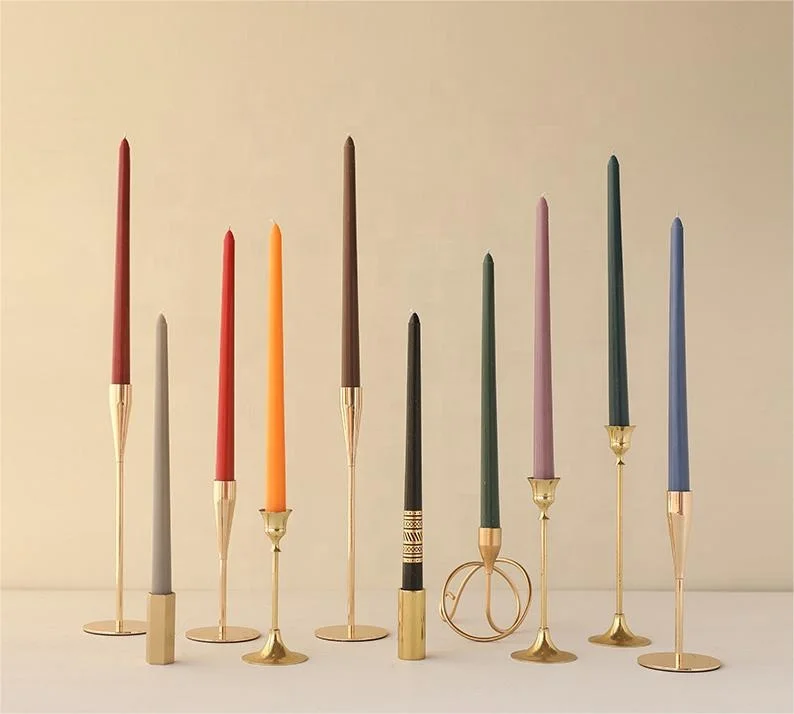 Wholesale 12 Inch 10 Hour Burn Time Unscented Smokeless And Drippless Colored Taper Candles